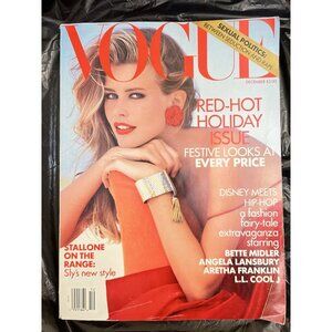 Vogue DEC 1991 Claudia Schiffer Philip Taaffe Sly Stallone Peele Tartans - Used